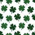 Seamless pattern St Patricks Day Clover leopard spots. Shamrock ornament vector illustration